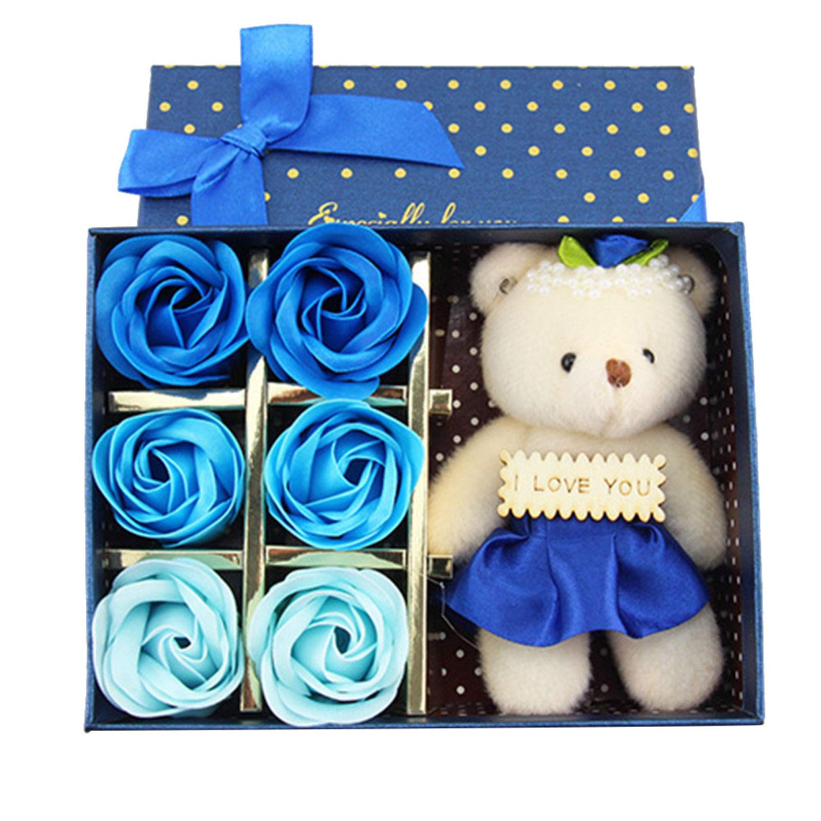 6Pcs Artificial Soap Rose Flower Bear Doll - Romantic Birthday Gift for Women, Valentine's Day Present, Party Decoration | Perfect for Anniversaries, Weddings, and Home Decor