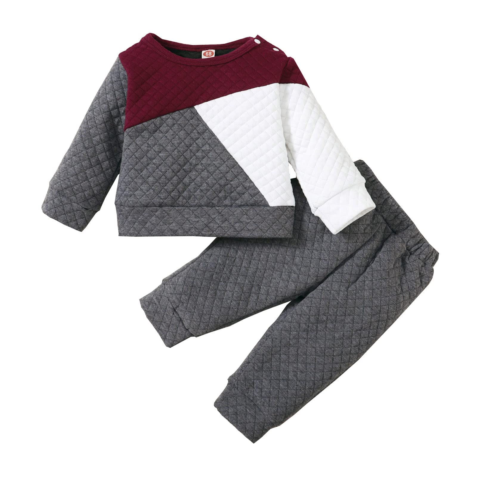 Gaoqi Toddler Winter Clothes Set - 2PC Long Sleeve Patchwork Tops & Pants for Boys & Girls | Warm Outfit for Playdates, Preschool & Cold Weather