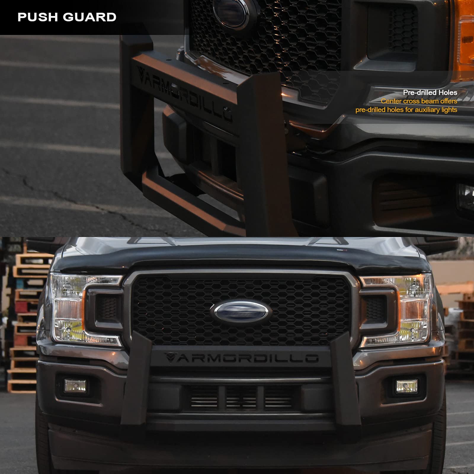 Compatible with 2015-2022 Ford F150 Steel Bumper Bull Bar Push Guard with 32