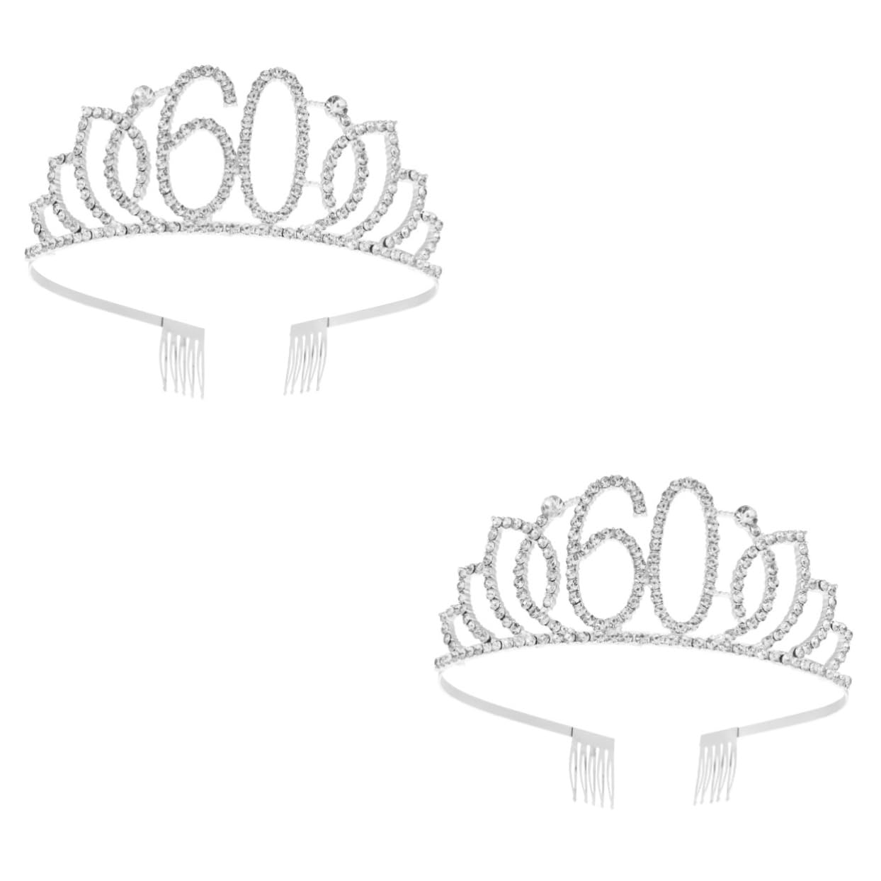 Amosfun 2-Piece Birthday Hair Accessories Set - Crystal Number Tiaras & Rhinestone Hair Combs for Women & Girls | Princess Headwear for Birthday Parties, Pageants & Special Occasions