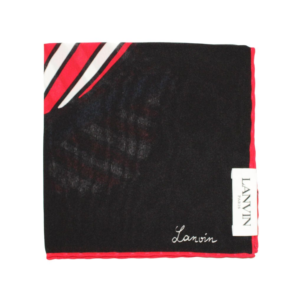 LANVIN Printed Silk Pocket Square - Grey & Multicolor Design for Men's Formal Attire & Wedding Accessories