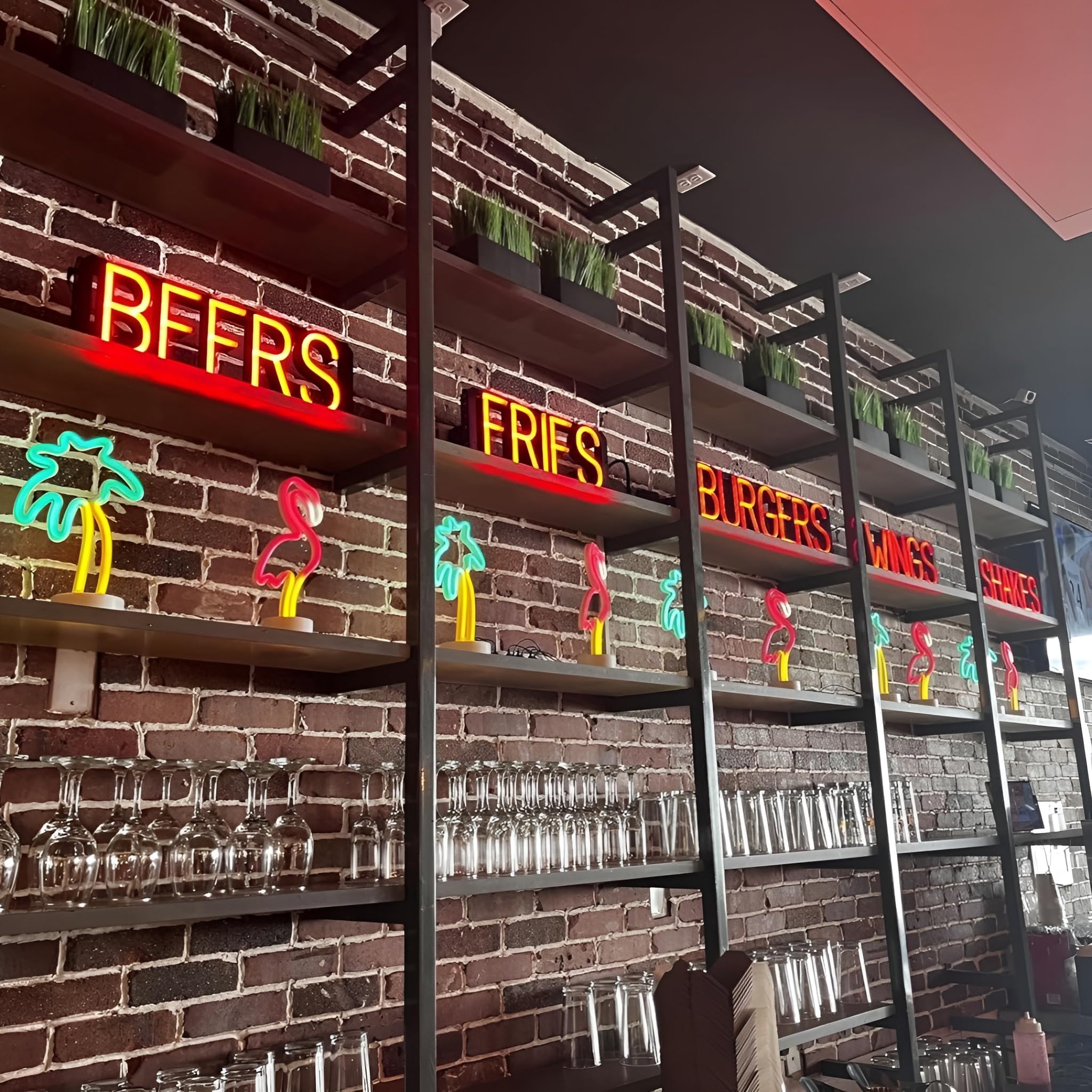 SpellBrite Hamburgers LED Neon Sign - 40x6.3 Inch Blue Light Up Restaurant Decor for Diners, Bars & Cafes - Perfect for Wall Decor, Retro Themed Parties & Business Branding