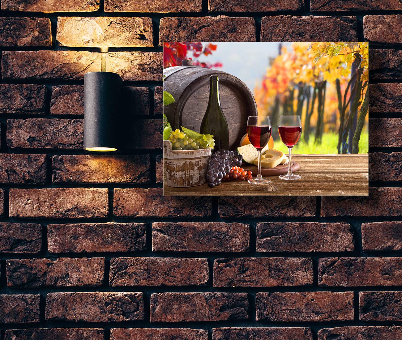 Looife 40x30 Inch Kitchen Wine Bottle Canvas Wall Art - Modern Wine Cup with Fruits Picture Prints, Gallery Wrapped Wall Decor for Dining Room, Bar & Home - Perfect for Kitchen Decor, Wine Cellar & Restaurant Wall Art