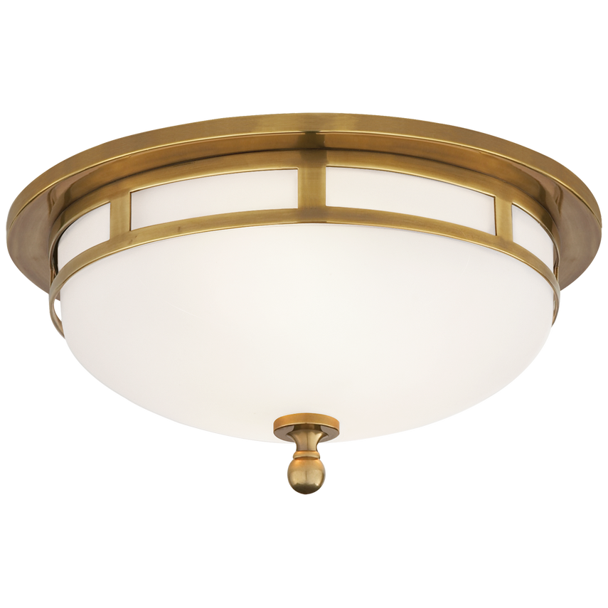 Brass Flush Mount Ceiling Light with Frosted Glass - Small Aperture Design for Bedroom, Hallway & Closet Lighting
