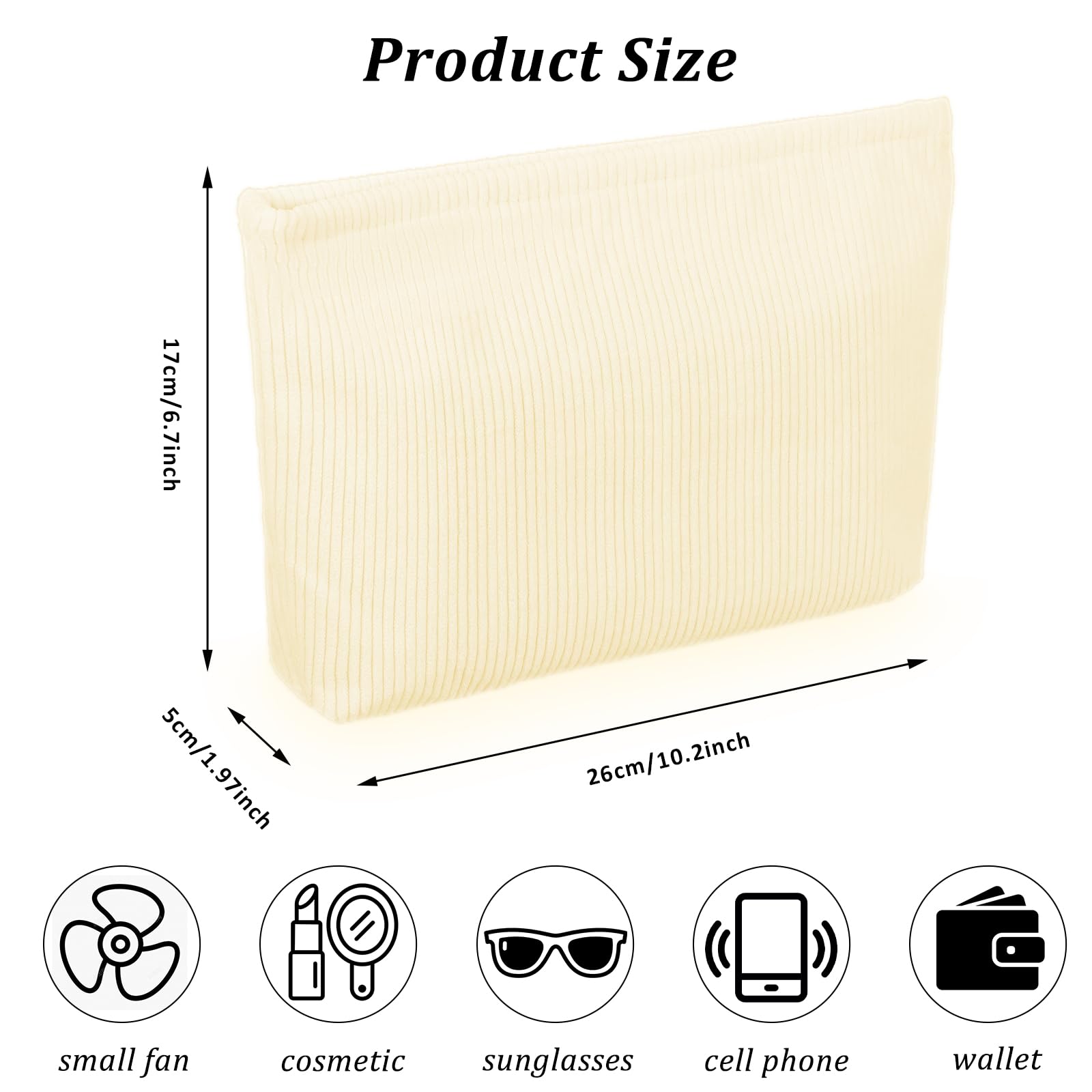 Stylish Corduroy Makeup Bag for Women - Large Zippered Cosmetic Pouch, Travel Organizer & Skincare Storage | Perfect Aesthetic Gift for Best Friends, Preppy Girls & College Students | Great for Travel, Daily Makeup Routine & Gift Giving