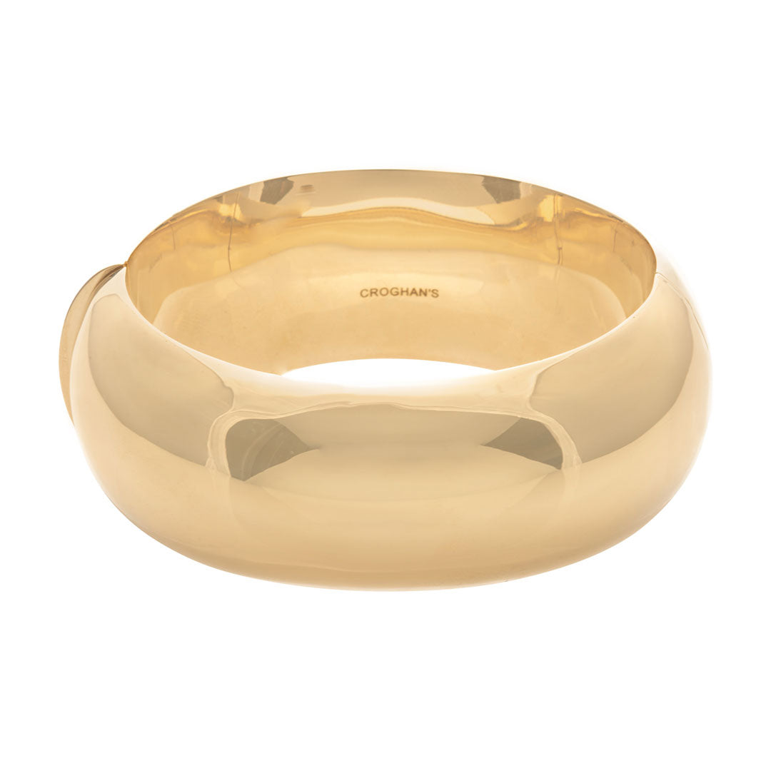 14K Yellow Gold Italian 24mm Wide Dome Bangle Bracelet for Women - Elegant Stackable Jewelry for Parties, Weddings & Everyday Wear