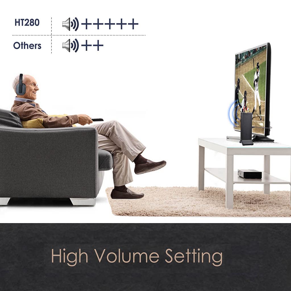 Avantree HT280 Wireless Headphones for TV - 2.4G RF Transmitter with Charging Dock, Digital Optical Audio, High Volume for Seniors, 100ft Range, No Delay, Plug & Play - Perfect for Home Theater, Late Night Viewing, and Hearing Assistance