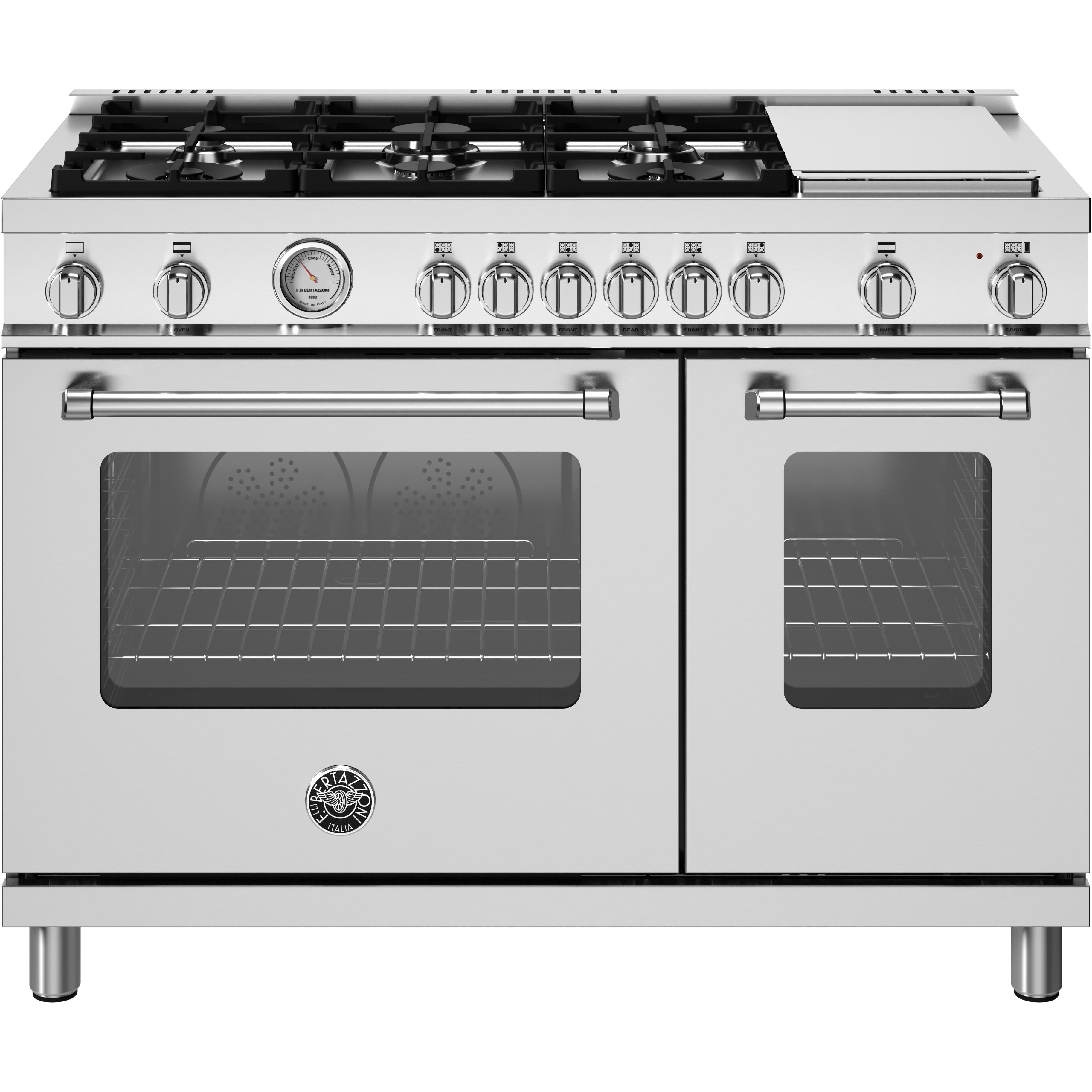 Bertazzoni 48 Inch Freestanding Gas Range MAS486GGASXV - Professional Stainless Steel Gas Stove for Home Kitchen, Perfect for Cooking, Baking & Entertaining
