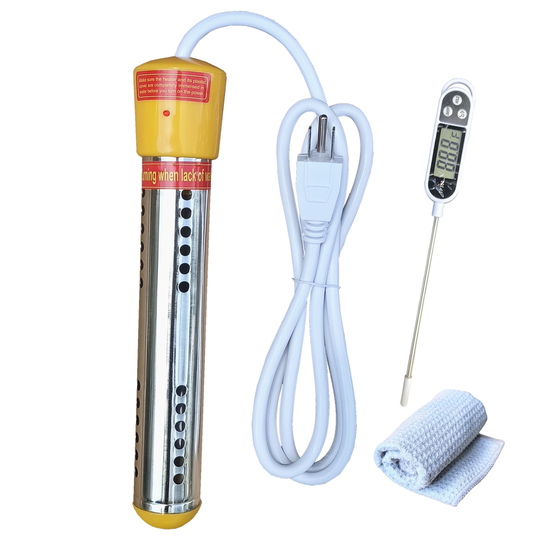 Portable Electric Immersion Water Heater - 304 Stainless Steel Submersible Warmer for Plastic Buckets, Bathtubs & Small Above Ground Pools - Fast Heating 5 Gallons of Water - Perfect for Camping, Travel & Emergency Hot Water Needs