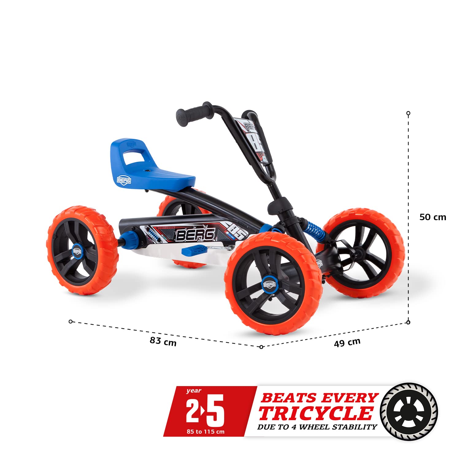 BERG Buzzy Nitro Pedal Go Kart with Soundbox - Kids Ride-On Toy for Ages 2-5 | 4-Wheel Stable Outdoor Pedal Car with EVA Tires | Safe Fun for Boys & Girls | Perfect for Backyard Play, Birthday Gifts & Outdoor Family Activities
