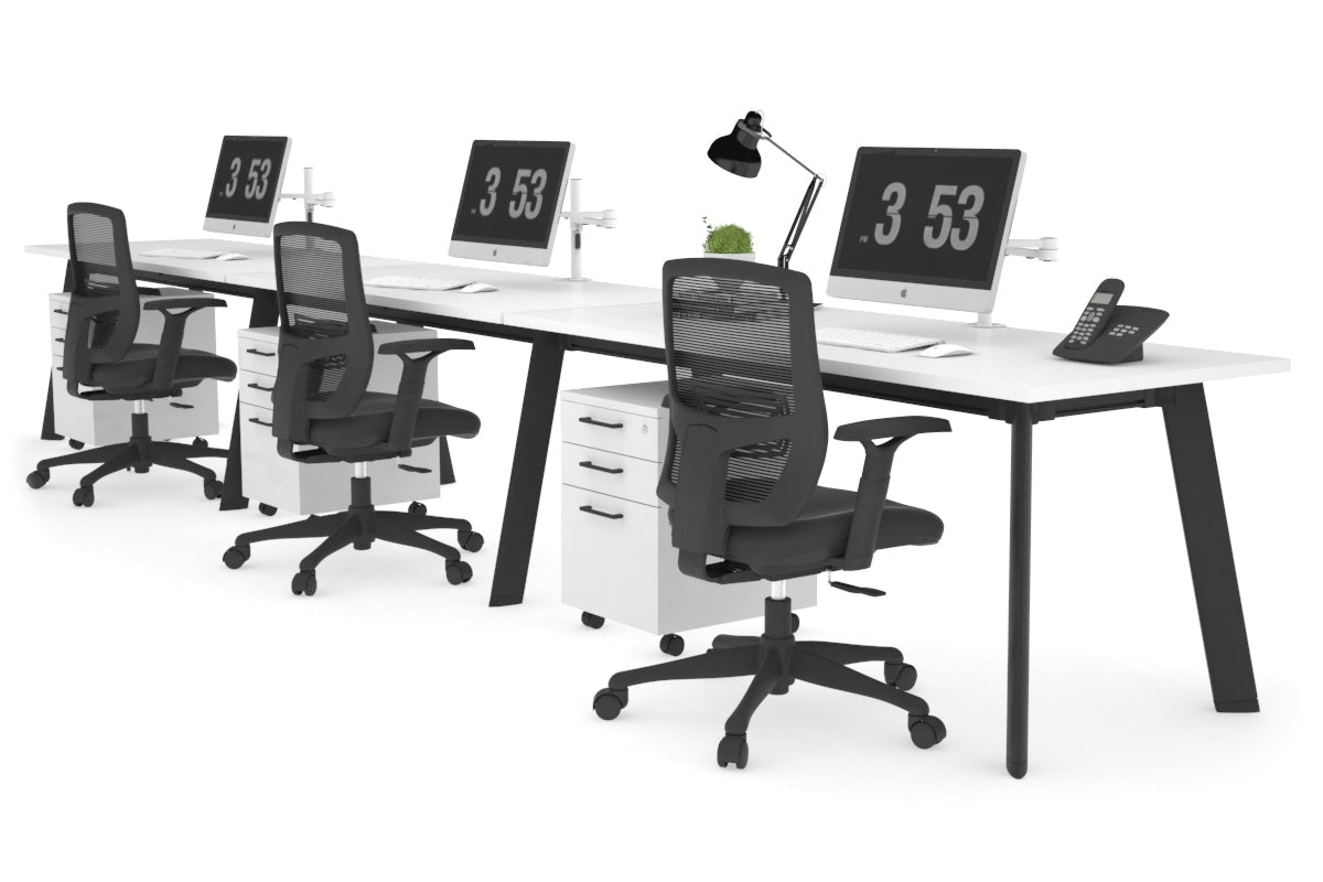 Switch 3-Person Office Workstation Desk [1600L x 700W] - Modern Collaborative Workspace Solution for Team Projects & Office Productivity