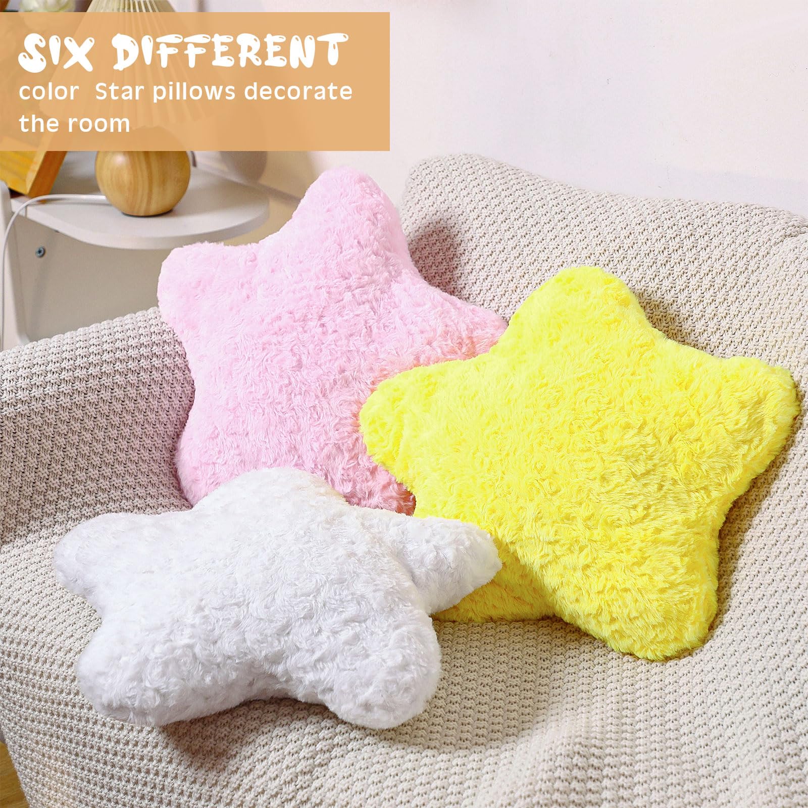 Yousoontic 6-Piece Star Fluffy Throw Pillow Set - 15.7