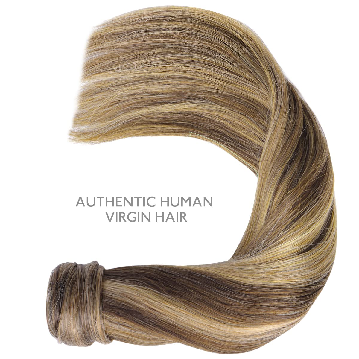 WENNALIFE 20 Inch Human Hair Ponytail Extension - 80g Balayage Chocolate Brown to Caramel Blonde Clip-in Wrap Around Remy Hairpiece for Women | Perfect for Parties, Weddings & Everyday Styling