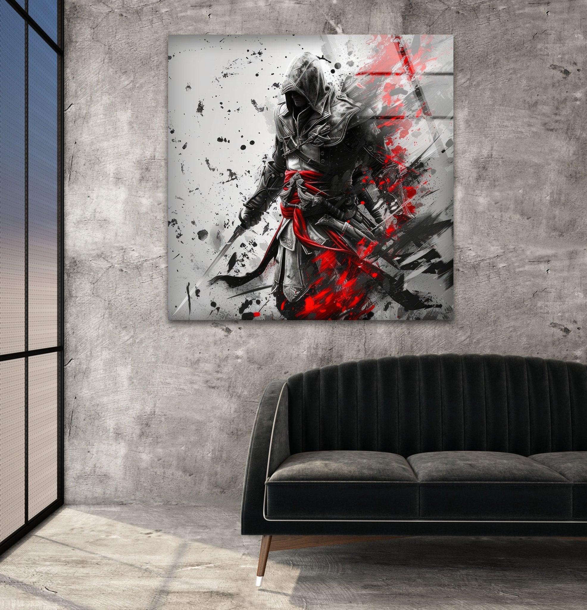 Assassin's Creed Glass Wall Art Decor - Premium Video Game Themed Stained Glass for Home & Office - Perfect for Gamer Gifts, Man Cave, and Gaming Room Decor