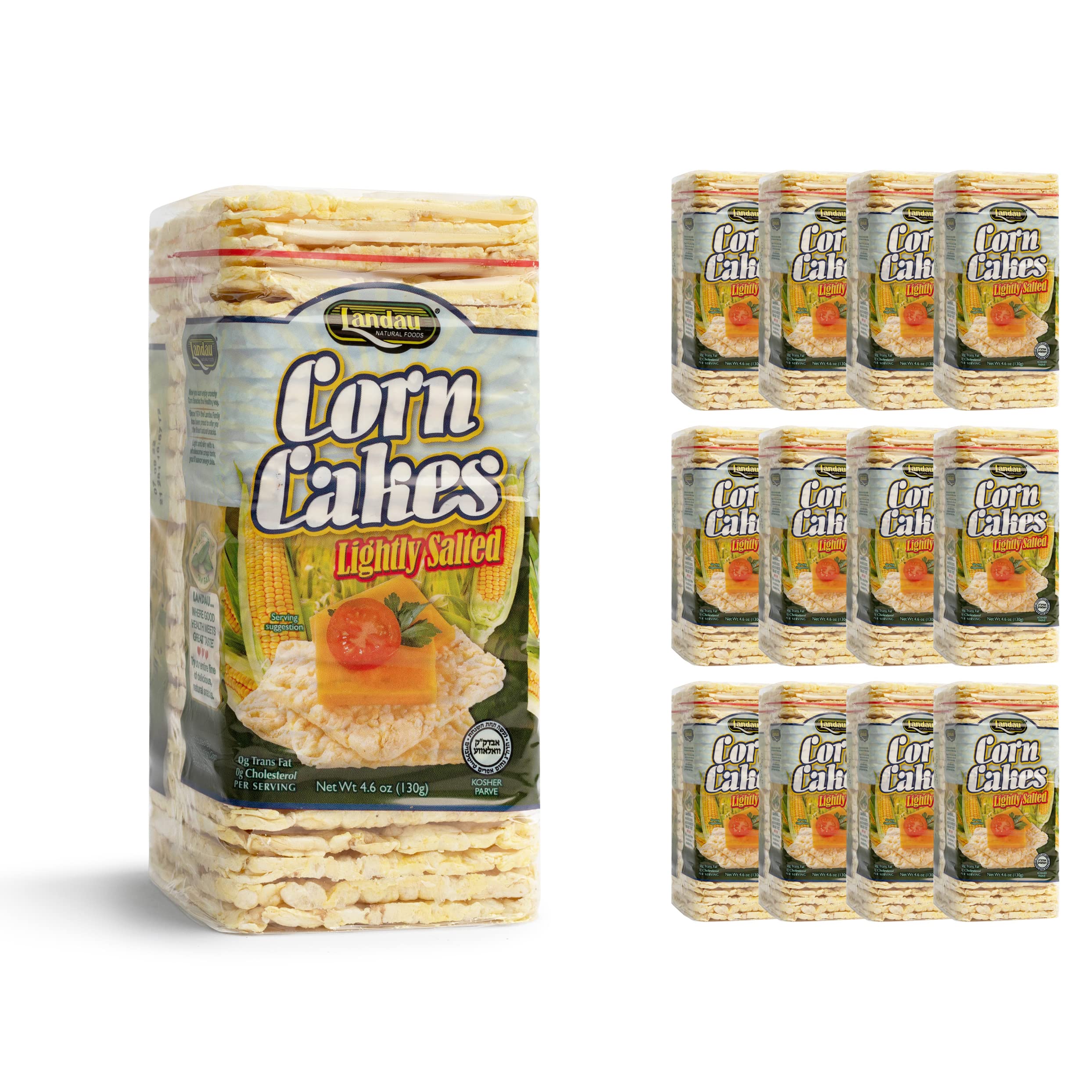 Landau Thin Puffed Corn Cakes - Light, Airy Low Calorie Snacks with Real Corn Flavor | Kosher Certified | 4.6oz (Pack of 12) | Perfect for Healthy Snacking, Weight Loss Diets & On-the-Go Nutrition
