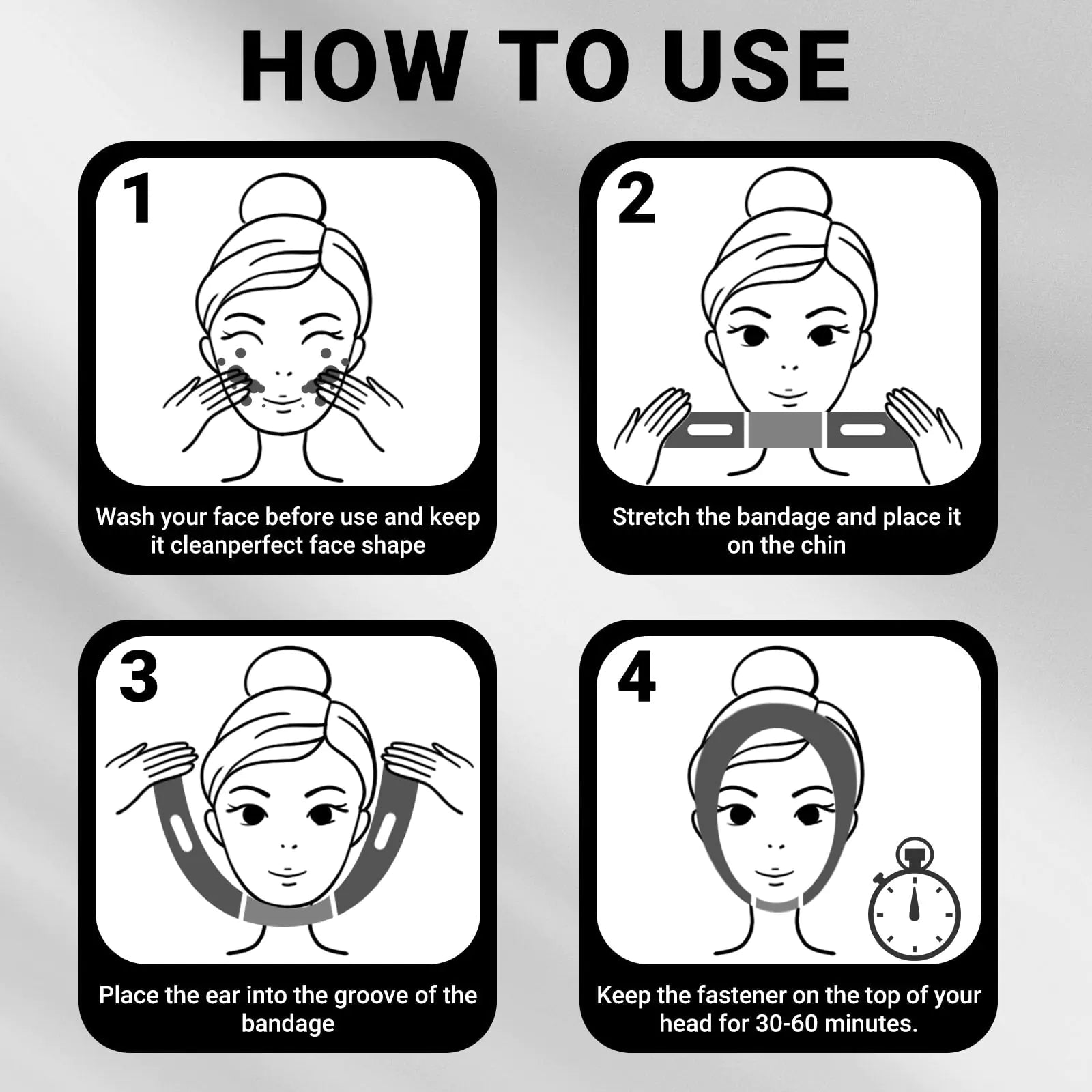 V Line Lifting Face Mask with Adjustable Chin Strap - Reusable Jawline Contouring & Slimming Mask for Double Chin Reduction - Perfect for Skincare Routine, Facial Yoga & Overnight Beauty Treatment