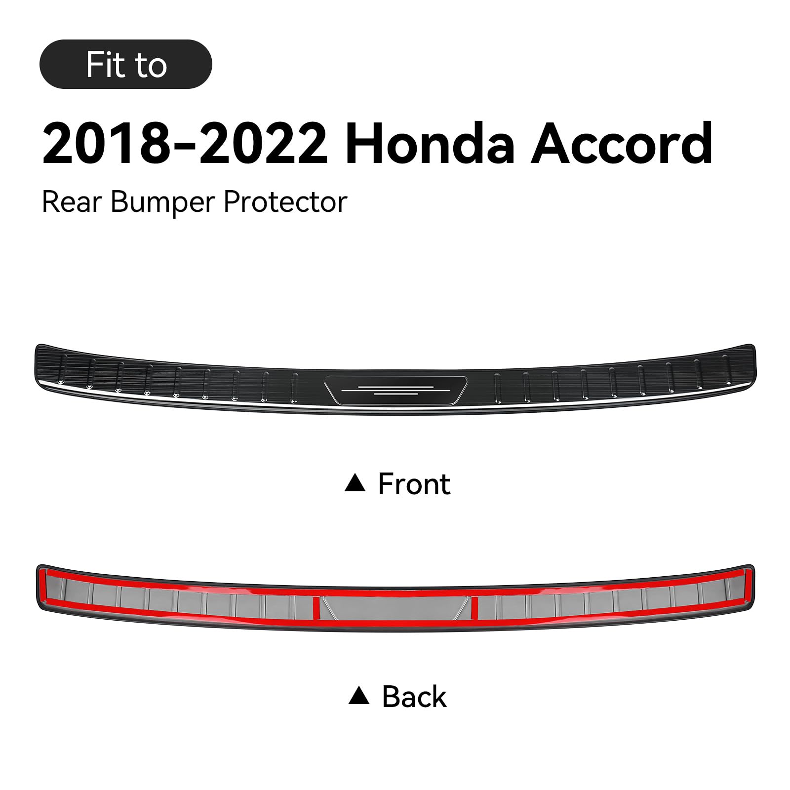 Stainless Steel Rear Bumper Guard & Trunk Sill Protector for Honda Accord 2018-2022 Hybrid/HEV - Black Brushed Exterior Accessory | Perfect for Parking Protection & Cargo Loading
