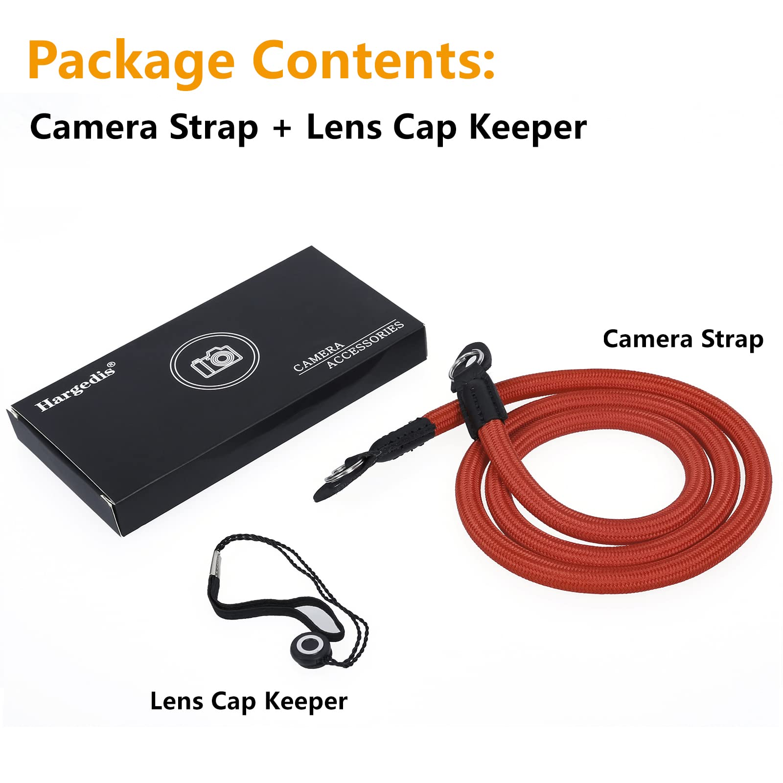 Camera Shoulder Strap - Durable Climbing Rope Neck Strap for DSLR & Mirrorless Cameras with Lens Cap Keeper (Red) - Perfect for Travel, Hiking & Outdoor Photography