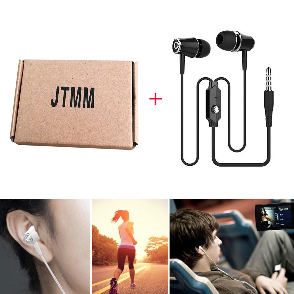 JTMM Wired Earbuds with Microphone - Compatible with Kindle Fire, Galaxy S8+, Note 8, Fire HD 8/10, Voyage & Oasis - In-Ear Stereo Headphones for Music, Calls & eReading - Perfect for Commuting, Workouts & Travel