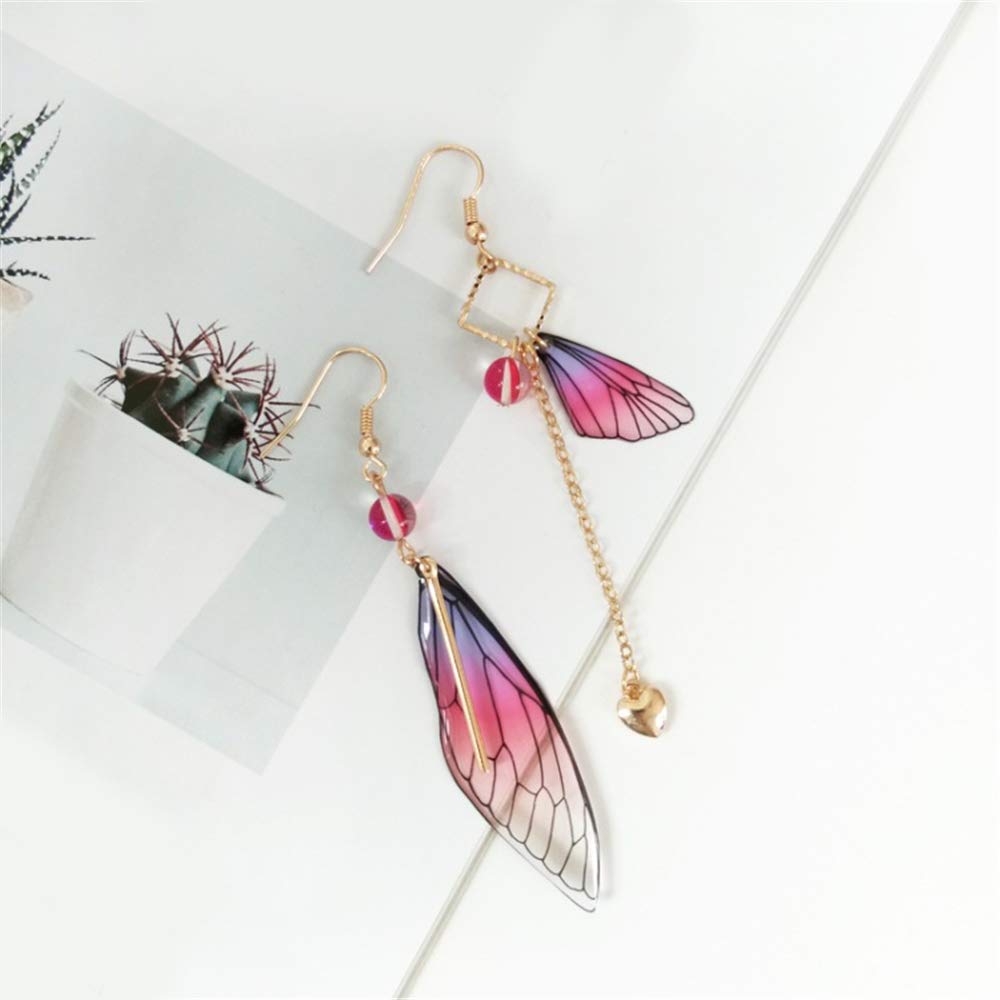Unique Asymmetrical Monarch Butterfly Wing Drop Earrings - Crystal Dragonfly Dangle Jewelry for Women & Teens | Boho Fashion Accessories for Parties, Weddings & Everyday Wear