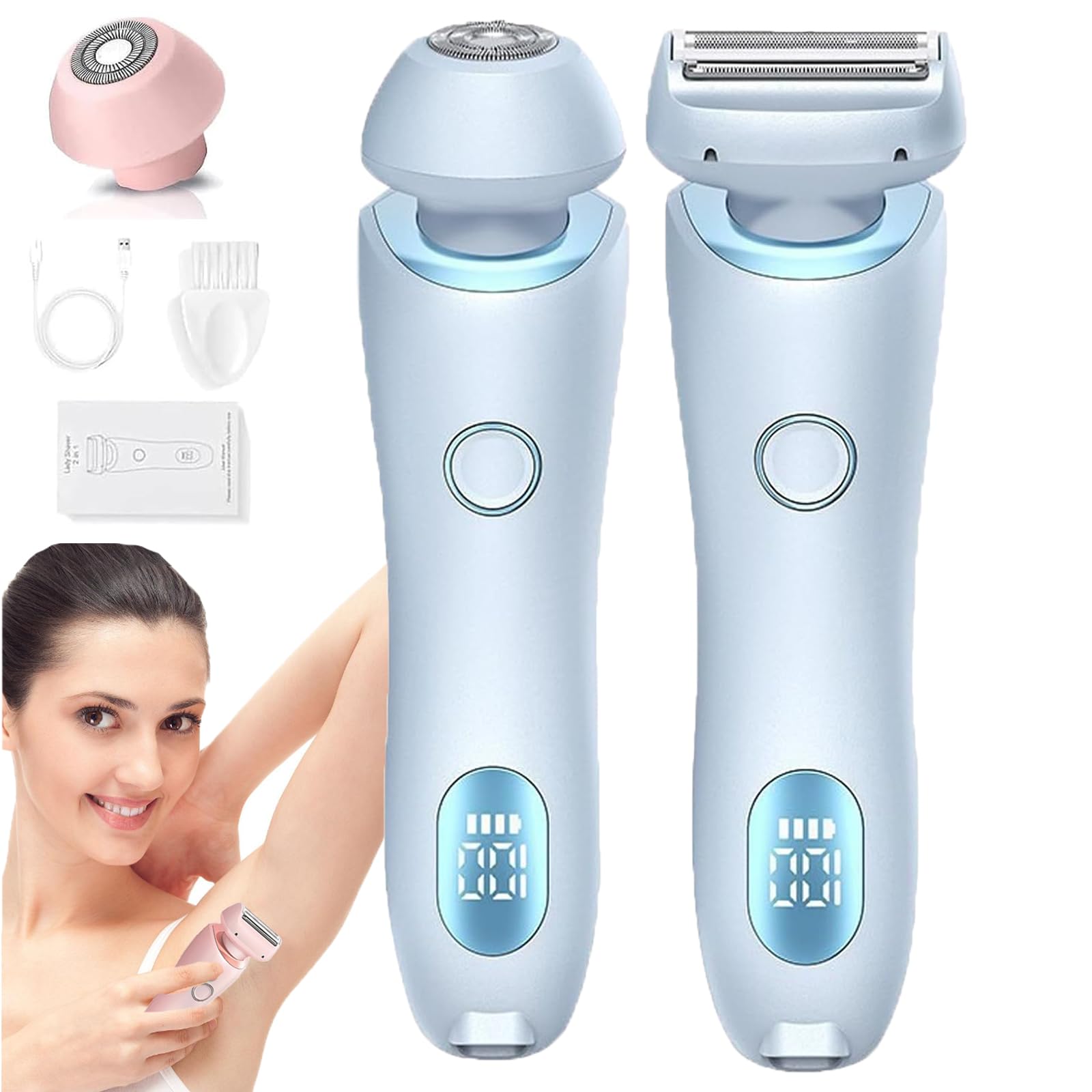 DuskOfficial The Glide Pro 3.0 Waterproof Electric Razor - 2-in-1 Wet/Dry Women's Shaver for Legs & Underarms - Blue | Smooth Shaving at Home, Gym & Travel