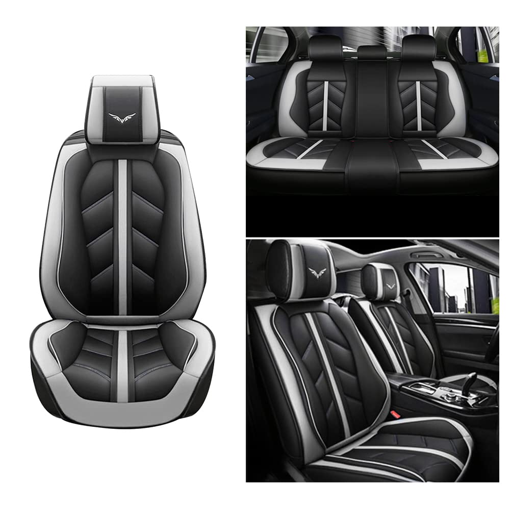 Premium PU Leather Car Seat Covers for Renault Captur Hybrid - Full Set 5-Seat Protection (Front & Rear) | All-Weather Comfort in Sport Gray | Perfect for Daily Commute, Road Trips & Family Protection