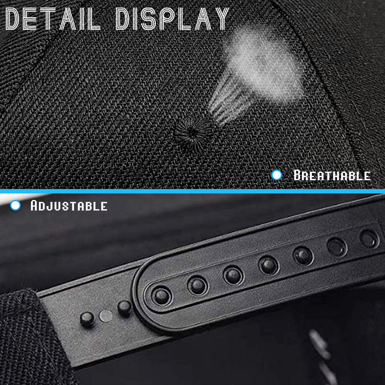 Men's Snapback Hats - Black Flat Bill Skull Baseball Cap with Adjustable Strap | Stylish Streetwear for Casual Outfits & Sports Events