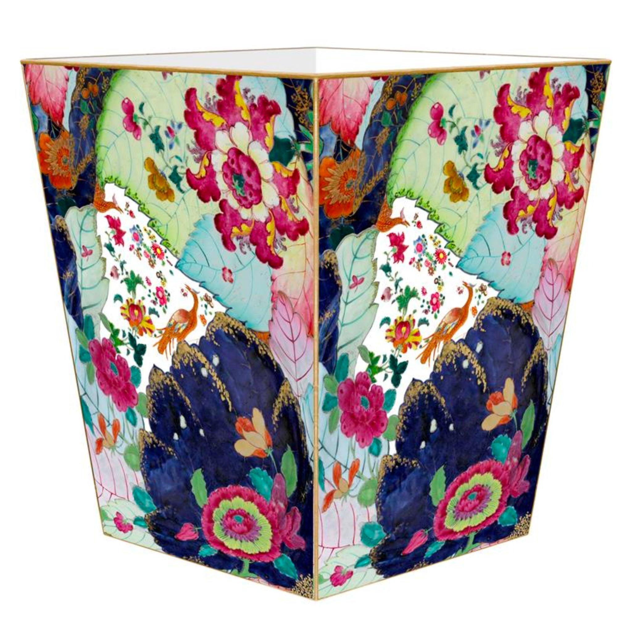 Vintage Tobacco Leaf Waste Paper Basket with Optional Tissue Box Cover - Eco-Friendly Home Decor for Living Room, Office, or Bathroom Organization