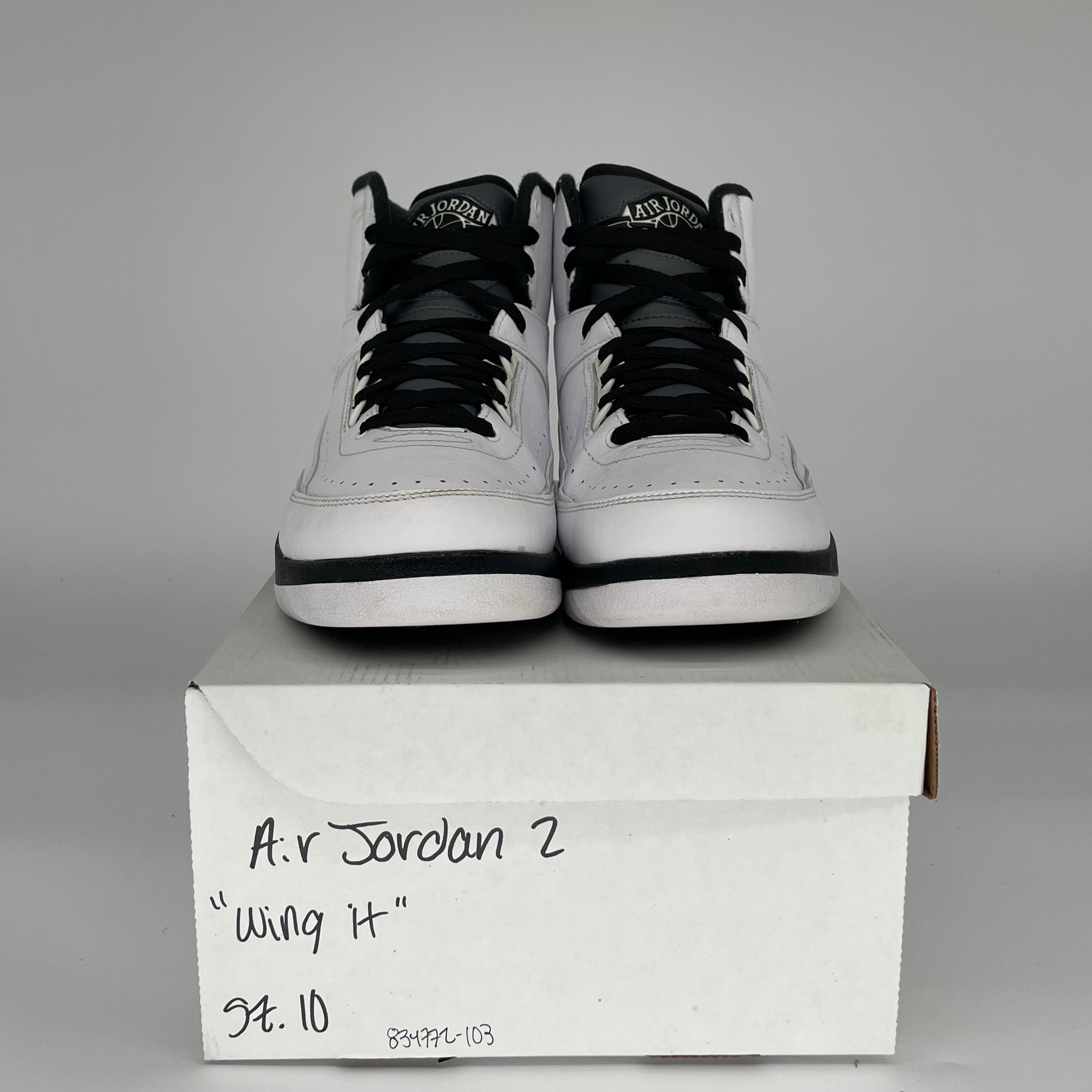 Original Air Jordan 2 Retro 'Wing It' White/Black Size 10 Men's Basketball Shoes 834272-103 - Perfect for Streetwear & Court Performance