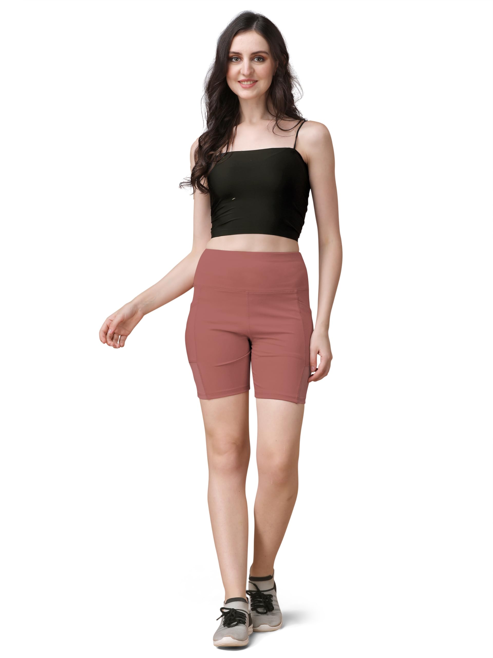 Mehrang Women's High-Waisted Yoga Shorts - Tummy Control Workout Shorts for Running, Cycling & Gym | Stretchy Athletic Shorts for Women | Perfect for Yoga, Exercise & Casual Wear
