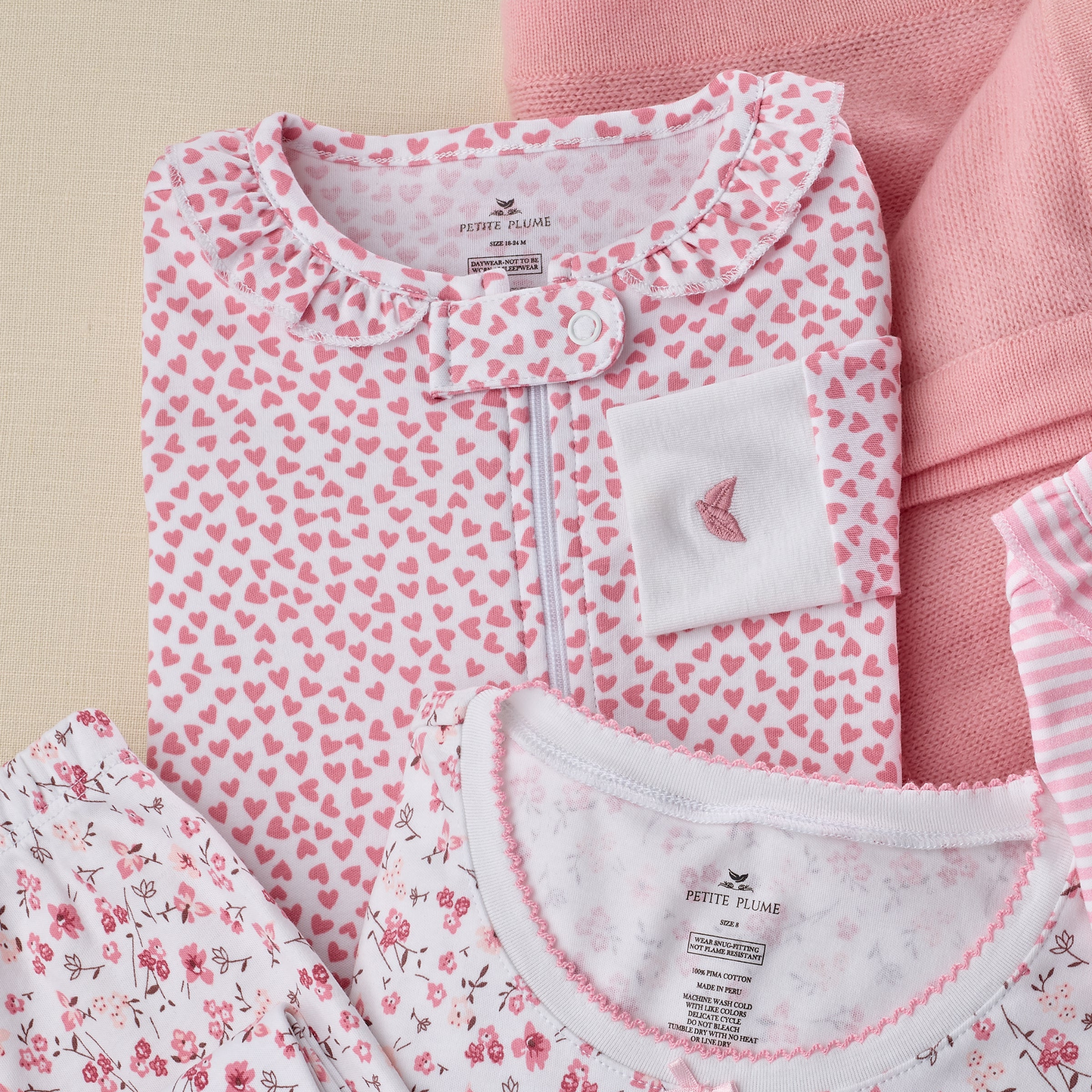 Soft Pima Cotton Baby Romper with Ruffle Collar - Sweethearts Print | Perfect for Newborn Photos, Family Outings & Special Occasions