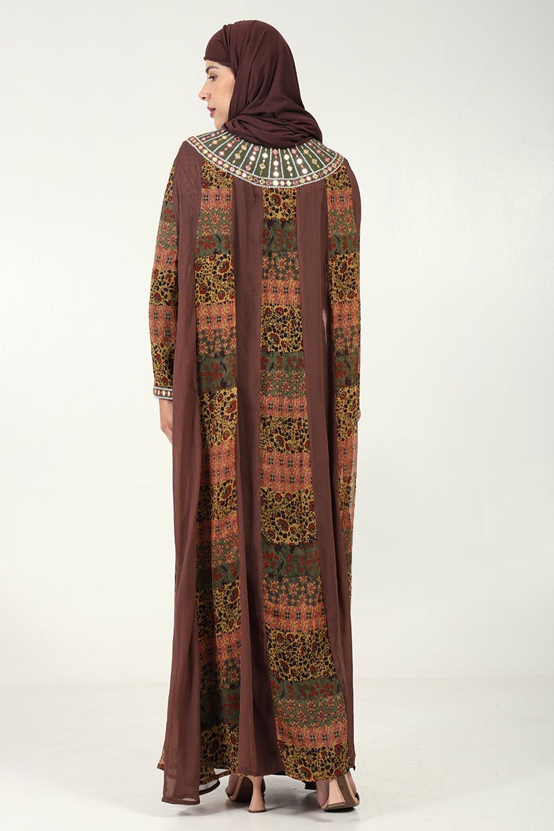 Elegant Printed Chiffon Kaftan Abaya with Comfortable Lining - Perfect for Beach Cover-ups, Summer Dresses & Muslim Women's Fashion