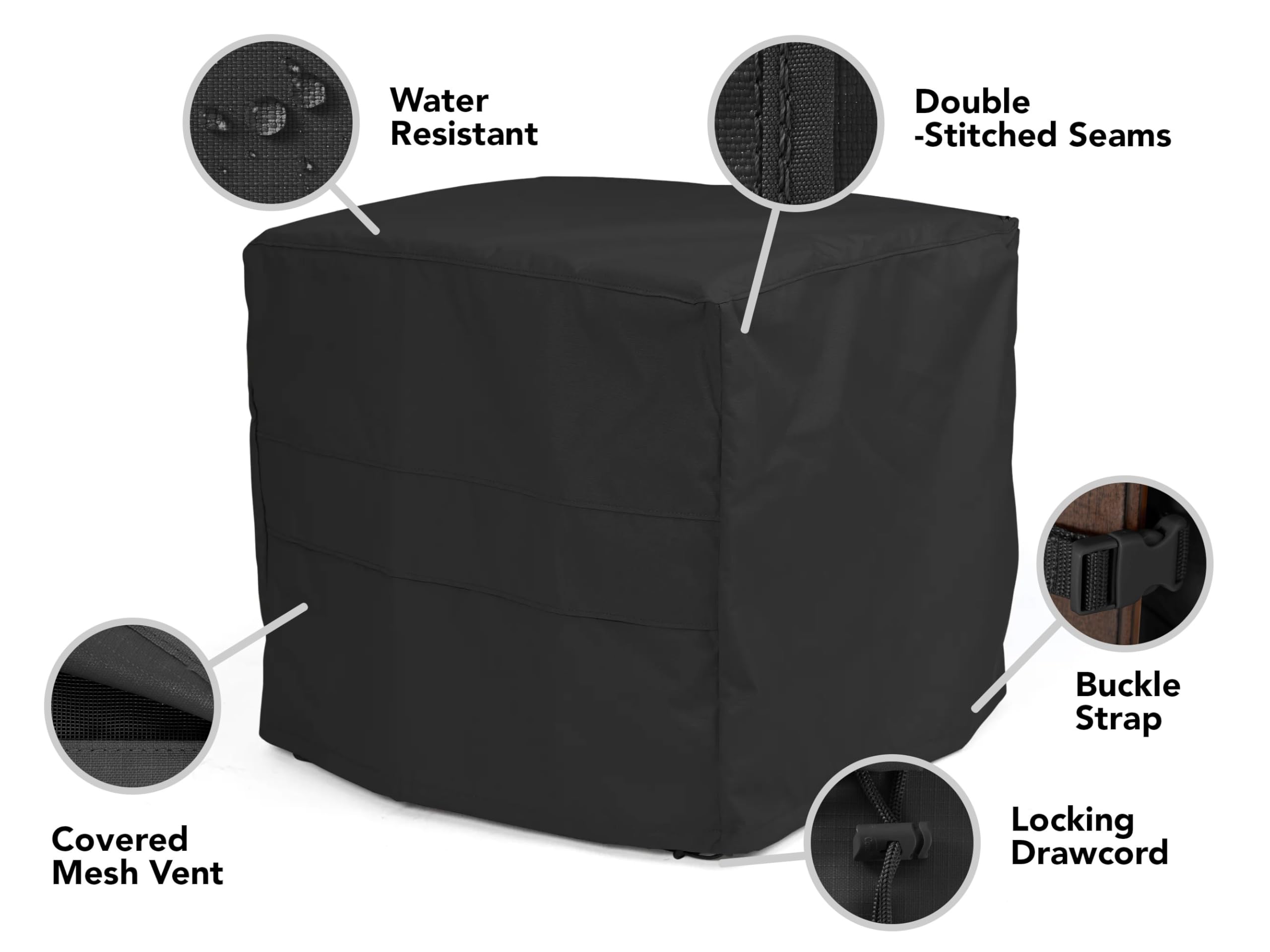 Heavy-Duty Square Patio Table Cover 42x42 Inches - Weatherproof Polyester with Mesh Vent for Outdoor Dining - Ripstop Black Tablecloth for Picnics, BBQs & Garden Parties