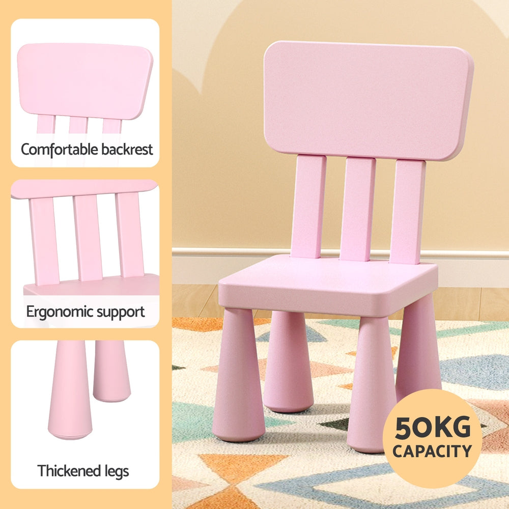Keezi Kids Table and 2 Chairs Set - Pink Children's Furniture for Playroom, Classroom & Home Learning Activities