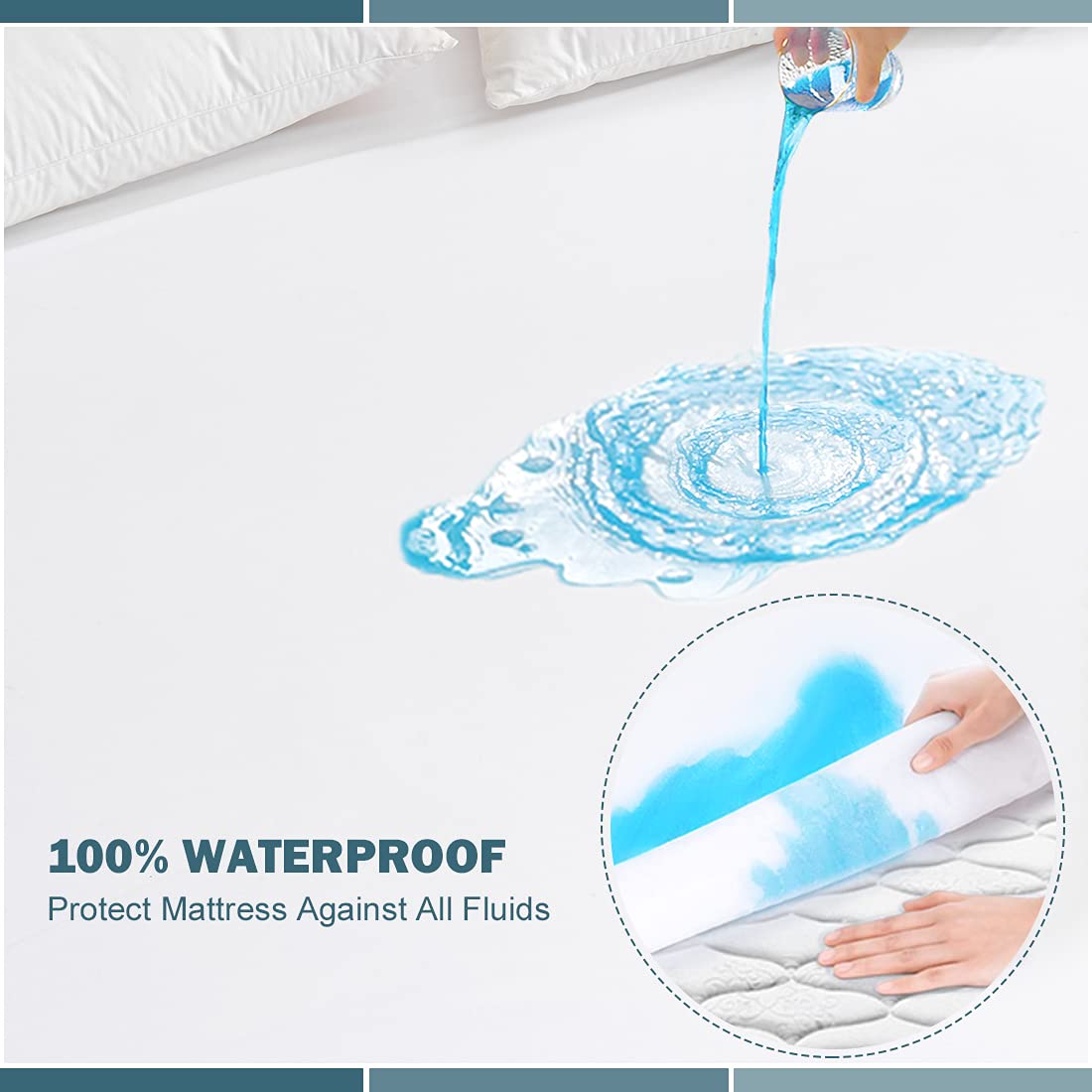 Cal King Waterproof Mattress Protector - Deep Pocket Fitted Mattress Cover, Soft & Breathable Bed Pad, Noiseless Stretch to 25