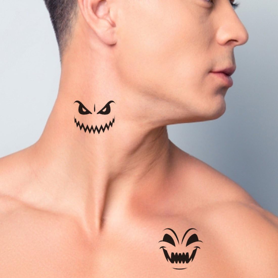 Small Ghost Black Temporary Tattoo - Waterproof Fake Tattoos for Men & Women - Perfect for Halloween, Cosplay & Parties