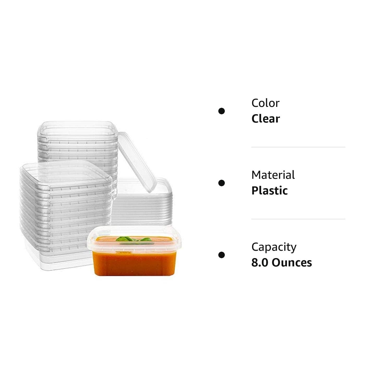 NYHI 8 oz 20 Pack Square Clear Deli Containers with Lids - BPA Free Disposable Plastic Food Storage Containers - Airtight for Meal Prep, Take Out & Kitchen Organization - Perfect for Restaurants, Catering & Home Use