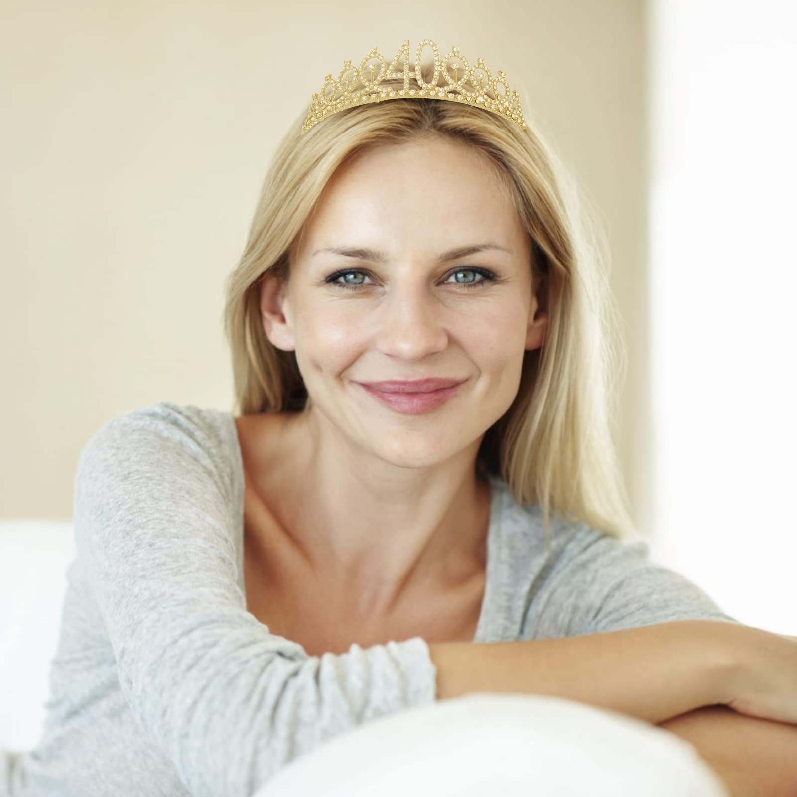 40th Birthday Sash & Tiara Set for Women - 40 & Fabulous Gold Crown & Sash - Perfect Birthday Gift for Queen Women - Great for Birthday Parties, Decorations & Celebrations