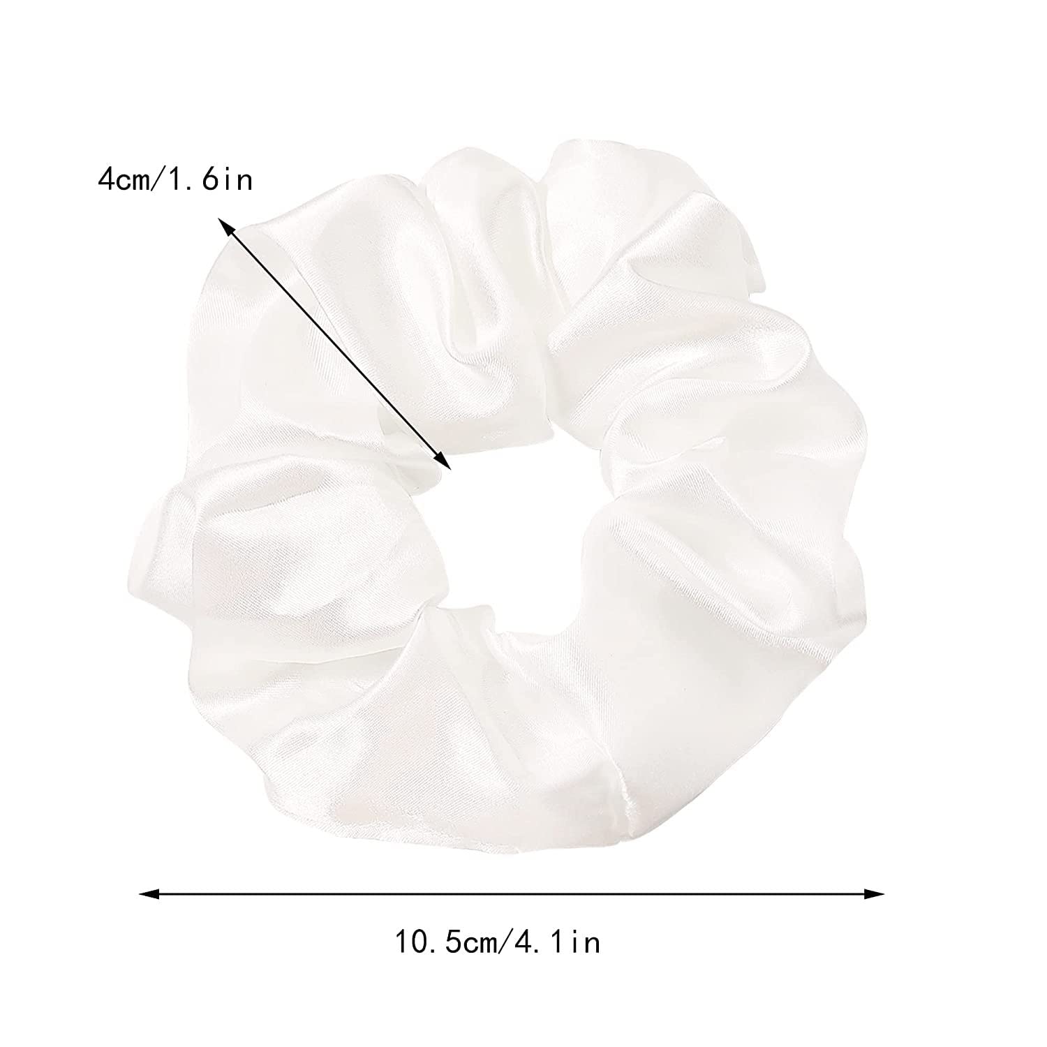FAMEZA Silk Scrunchies Hair Ties for Women & Girls - No Damage Hair Bands for Thick Hair, Soft Ponytail Holders (2 Pack, Black & White) - Perfect for Workouts, Office & Everyday Use