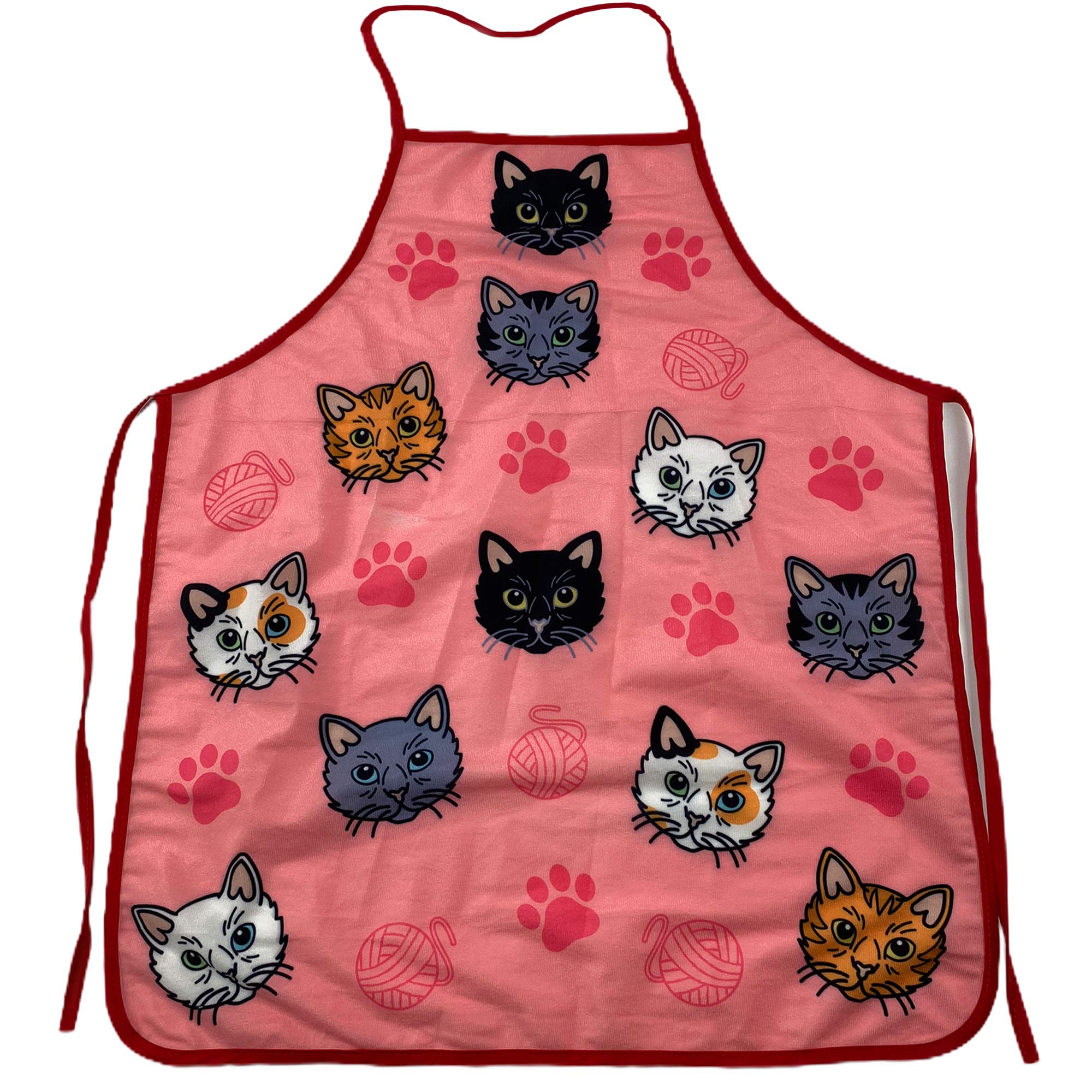 Funny Cat Lover Kitchen Apron & Oven Mitt Set - Cute Kitty Yarn Design for Baking, Cooking & Grilling - Perfect Gift for Animal Lovers