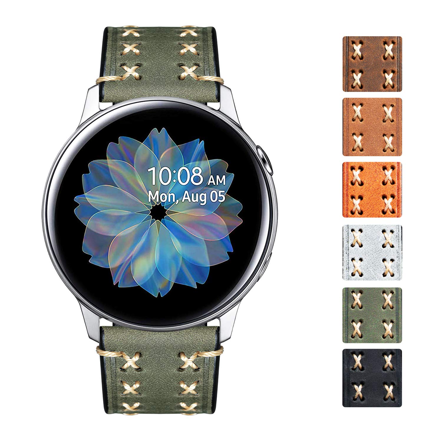 Samsung Galaxy Watch Band 20mm 22mm - Leather Strap for Huawei Amazfit Smartwatches - Durable & Stylish for Work & Casual Wear