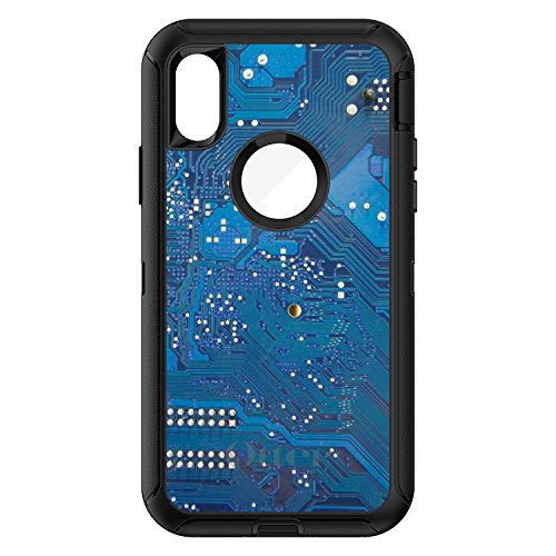 Blue Circuit Board Image On Black Case