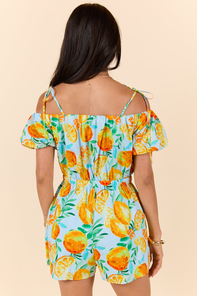 Easy Peasy Citrus Print Romper - Baby Girls' Summer Outfit | Soft & Breathable Cotton Jumpsuit for Playdates, Beach Trips & Photo Shoots