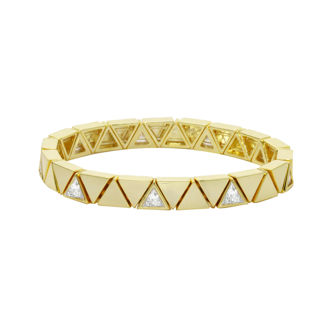 CZ Triangle Stretch Bracelet for Women - Elegant Cubic Zirconia Adjustable Bangle for Everyday Wear, Parties & Gifts