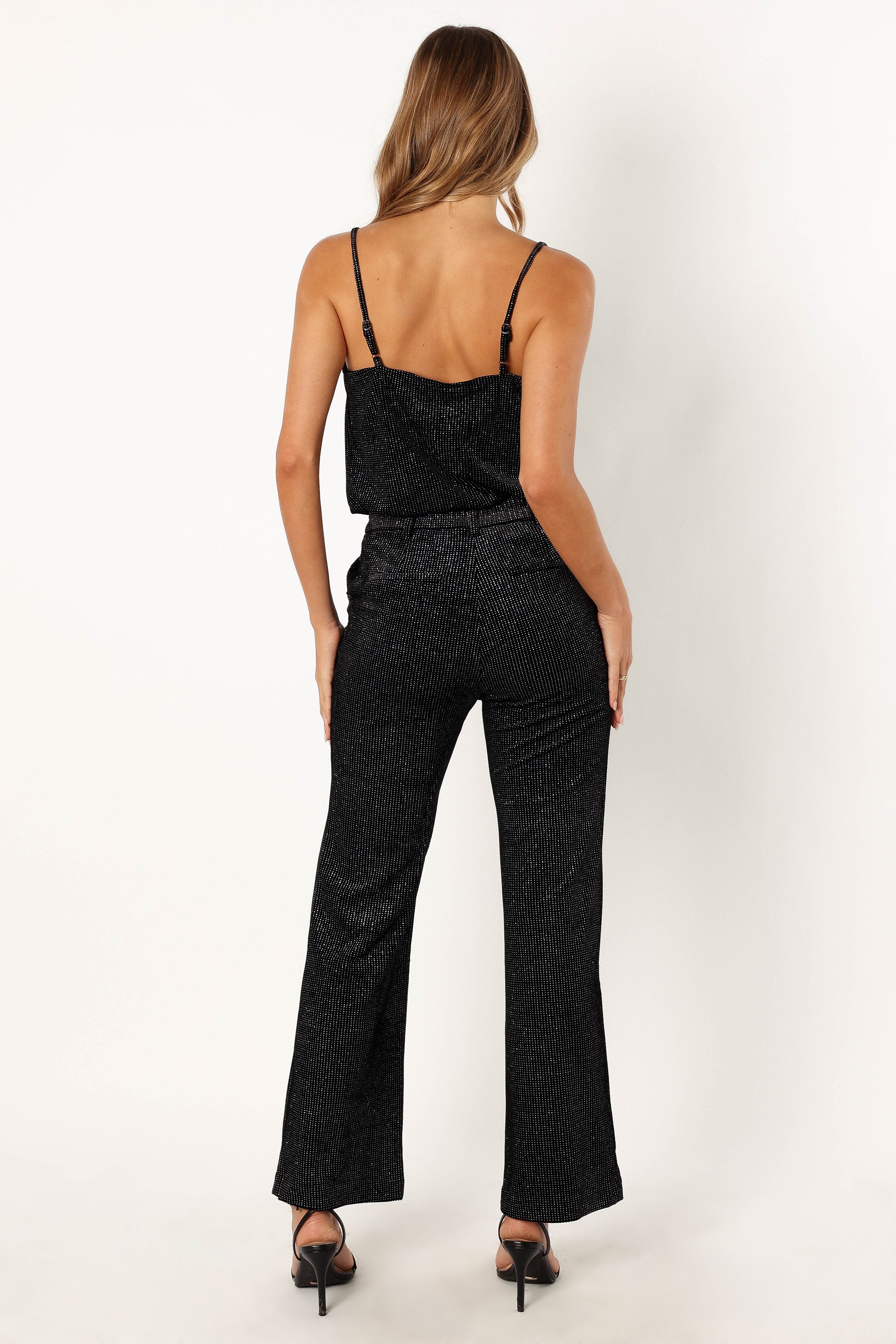 Ensley Velvet Shimmer Pants for Women - Soft Stretch High Waist Black Trousers for Work, Party & Evening Wear