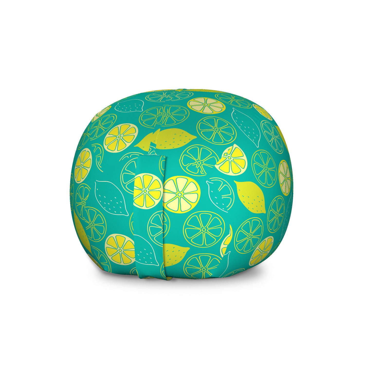 Ambesonne Large Washable Toy Storage Bag Chair - Citrus Lemon Pattern, Stuffed Animal Organizer for Kids Room, Playroom & Nursery - Yellow Shamrock Green