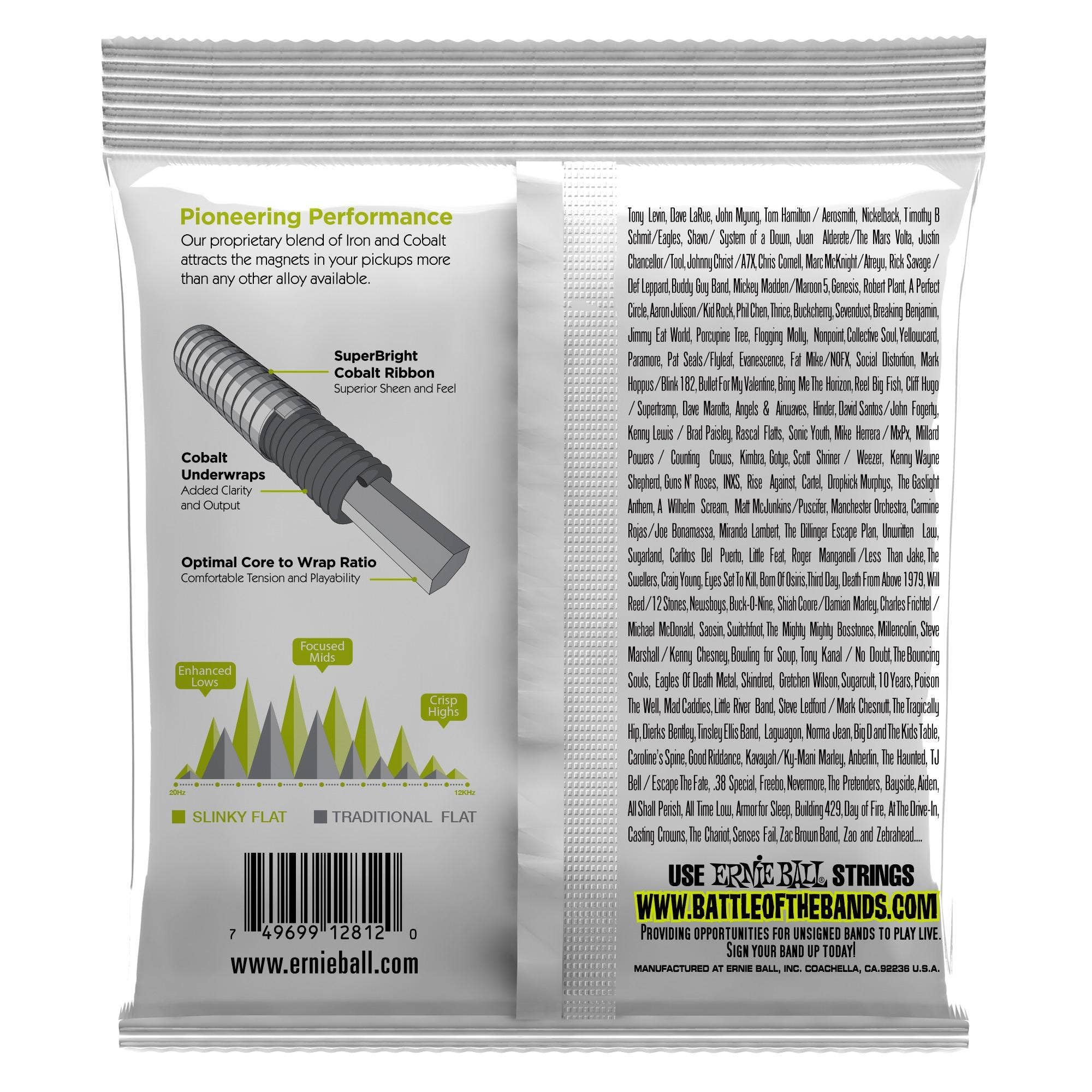 Ernie Ball Regular Slinky Flatwound Bass Guitar Strings 50-105 Gauge (P02812) - Premium Nickel Plated Steel for Smooth Playability & Warm Tone - Perfect for Jazz, Blues & Studio Recording