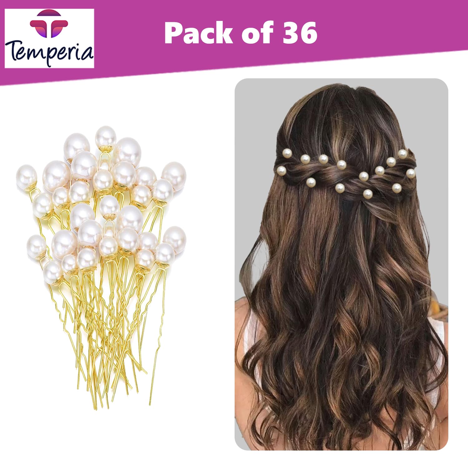36pcs Pearl Hair Clips & U Pins for Women - Elegant Bridal Hair Accessories for Weddings, Parties & Special Occasions | Perfect for Bridesmaids, Prom & Formal Events