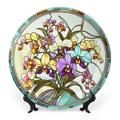 Stained Glass Window Design W/ Orchid Floral