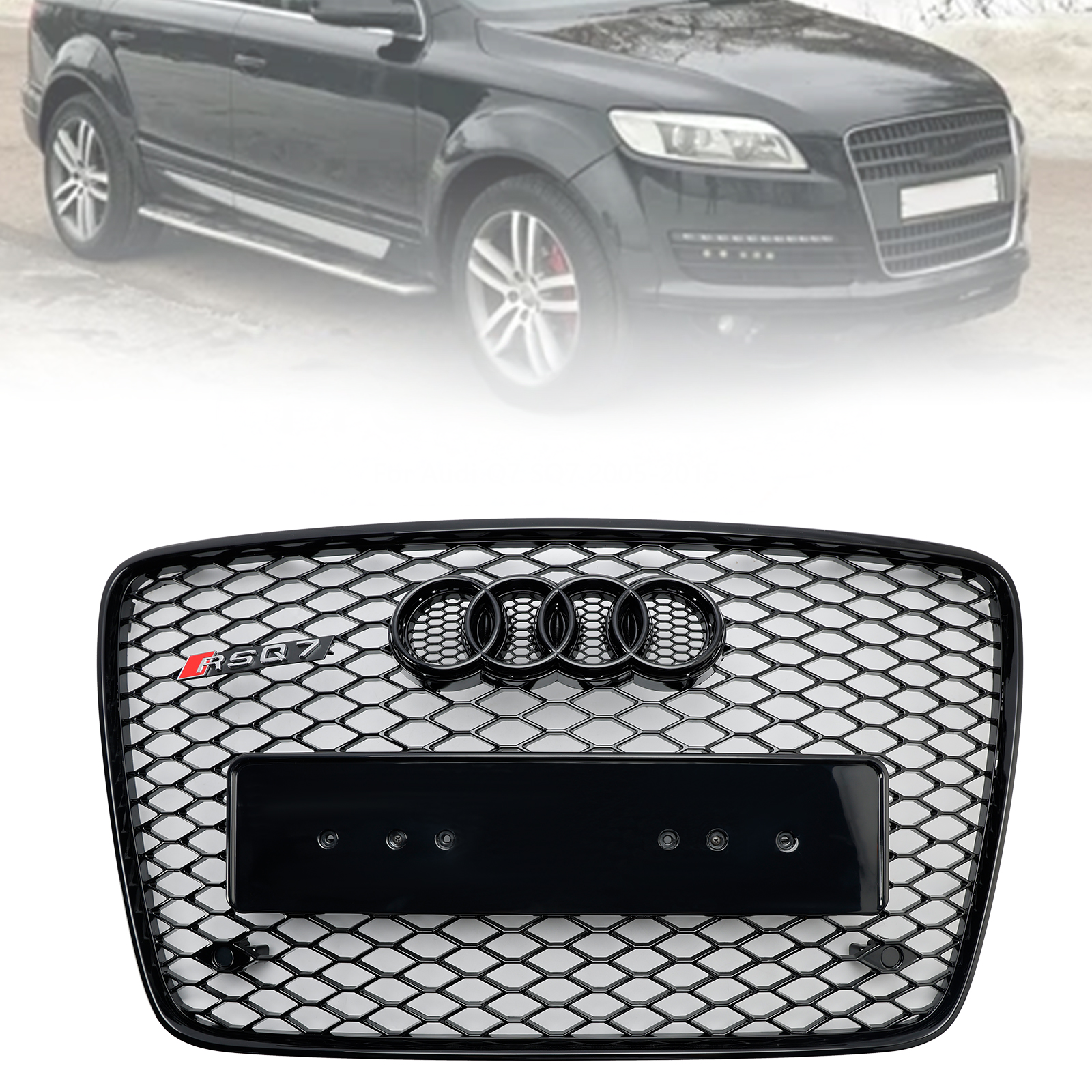 05-15 Audi Q7 SQ7 Gloss Black Front Bumper Radiator Vent Mesh Grille - Replacement Grille for Enhanced Style & Airflow - Perfect for Car Upgrades & Customization